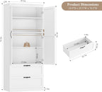HOSTACK 70" Kitchen Pantry Storage Cabinet, Farmhouse Pantry Cabinet, White | Large Food Kitchen Pantry with 2 Wide Drawers & Adjustable Shelf, Tall Snack Cabinet with Doors, Dining Room, Living Room