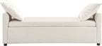 HULALA HOME 59" Storage Bench with 2 Throw Pillows, Modern Long Bedroom Bench for End of Bed, Comfy Upholstered Footstool for Entryway Living Room, Linen