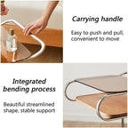 3 Tier Side Table with Glass Desktop TV Tray End Table with Storage Shelf and Wheels Storage Cart for Living Room Space Saver