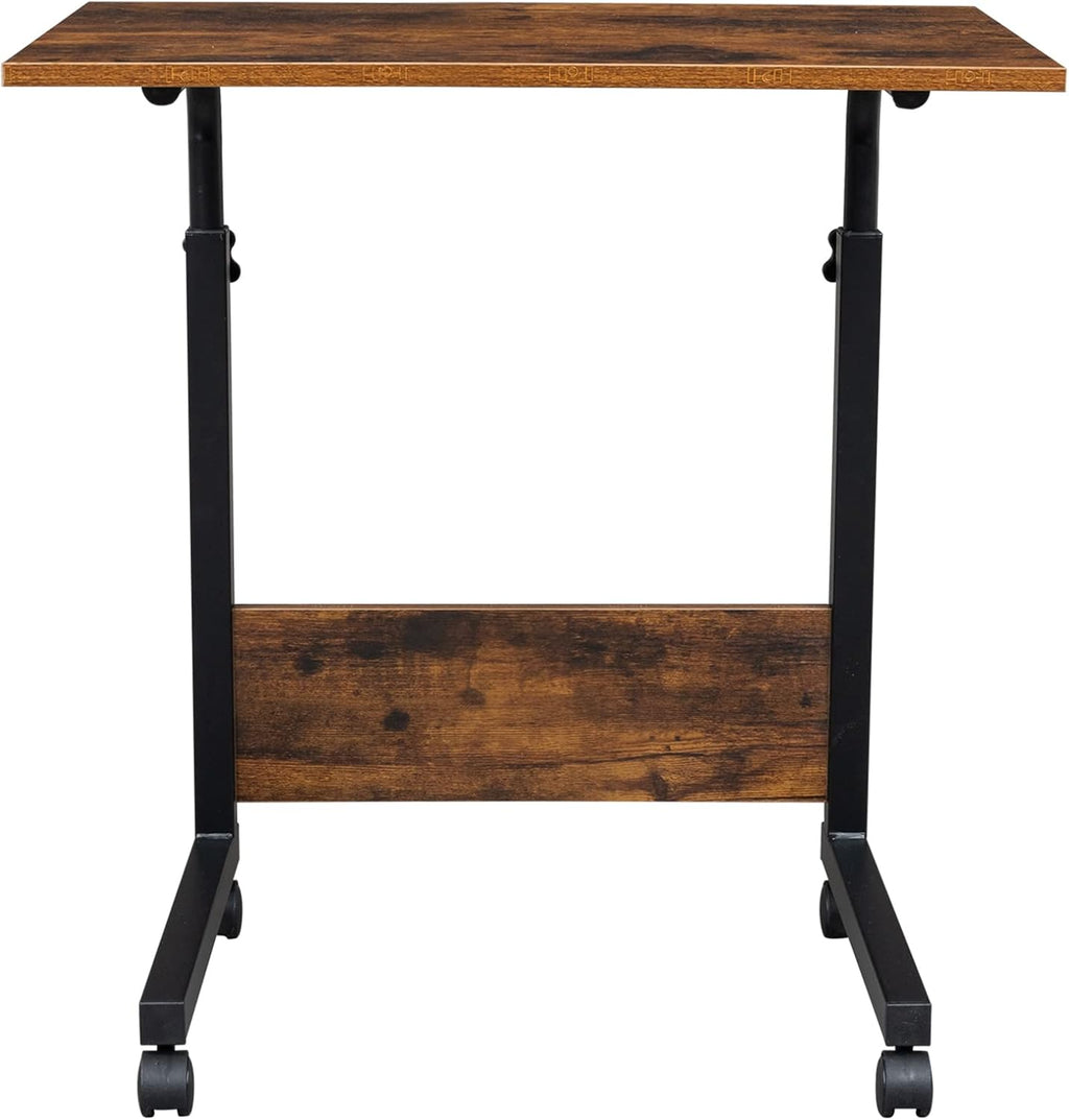 End Table,Mobile Side Table, Mobile Laptop Desk Cart, Adjustable Over Bed Table with Wheels for Sofa, Couch Deak for Sofa Laptop Coffee Snack, for Living room Bedroom, 23.62 x 15.74 x 27.16-37.79 in