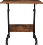 End Table,Mobile Side Table, Mobile Laptop Desk Cart, Adjustable Over Bed Table with Wheels for Sofa, Couch Deak for Sofa Laptop Coffee Snack, for Living room Bedroom, 23.62 x 15.74 x 27.16-37.79 in