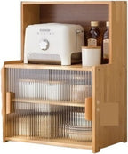 Kitchen Storage Cabinet, Countertop Cabinet with Sliding Door, Pantry Storage Cabinet with Adjustable Shelves, Freestanding Floor Storage Cabinet ﻿ Multi Scenario Use(Natural,45cm)