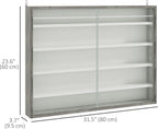 HOMCOM 5-Storey Wall Shelf Display Cabinet, Shot Glass Display Case, Glass Curio Cabinet with 2 Glass Doors and 4 Adjustable Shelves, Grey and White