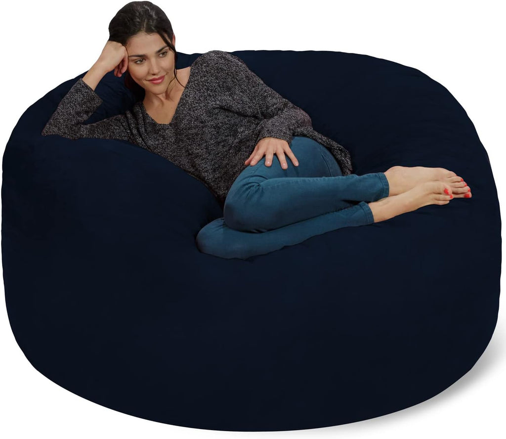 Chill Sack Bean Bag Chair: Giant 5' Memory Foam Furniture Bean Bag - Big Sofa with Soft Micro Fiber Cover - Midnight Blue