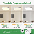 24 Inch Large LED Flush Mount Ceiling Light, 50W,5480LM, 3000K/4000K/6000K CCT Selectable,White Round Flat Panel Low Profile Ceiling Light Fixtures for Hallway, Kitchen, Bedroom, Laundry Room