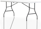Cosco 6ft Fold-in-Half Blow Molded Folding Table, Indoor/Outdoor, Comfort Handle, Lightweight Plastic Construction - White
