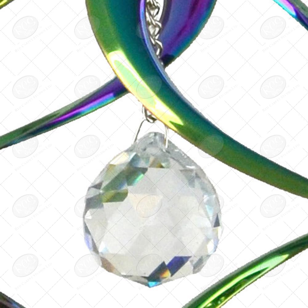 Red Carpet Studios The Original Helix Cosmix Wind Spinner Indoor/Outdoor 3-Dimensonal Garden Decor, 11-Inch, Rainbow - Crystal