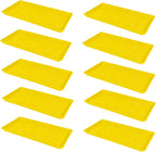 SUNPACK 10" x 20" Heavy Duty Shallow Plastic Seed Starting Tray, Yellow, 1" (Pack of 10) - Lined with Drainage Holes for Excess Water and Aeration, Ideal for Greenhouses or Indoor Gardening