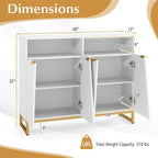 Giantex Buffet Cabinet with Storage, 40" Large Kitchen Sideboard with 4 Doors, 2 Compartments, Adjustable Shelves, Modern Accent Furniture for Living Room Entryway (White)