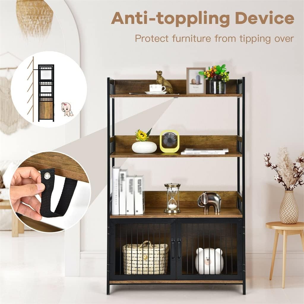 3-Layer Bread Rack Industrial Kitchen Microwave Shelf with Storage Cabinet Multifunctional Furniture (Color : A, Size : As Shown) (A As Shown)