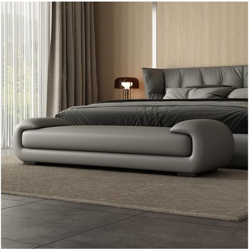 Modern Bed End Stool Bedroom Long Sofa Master Living Room Bedside Shoe Bench Entryway(Gris,Medium)