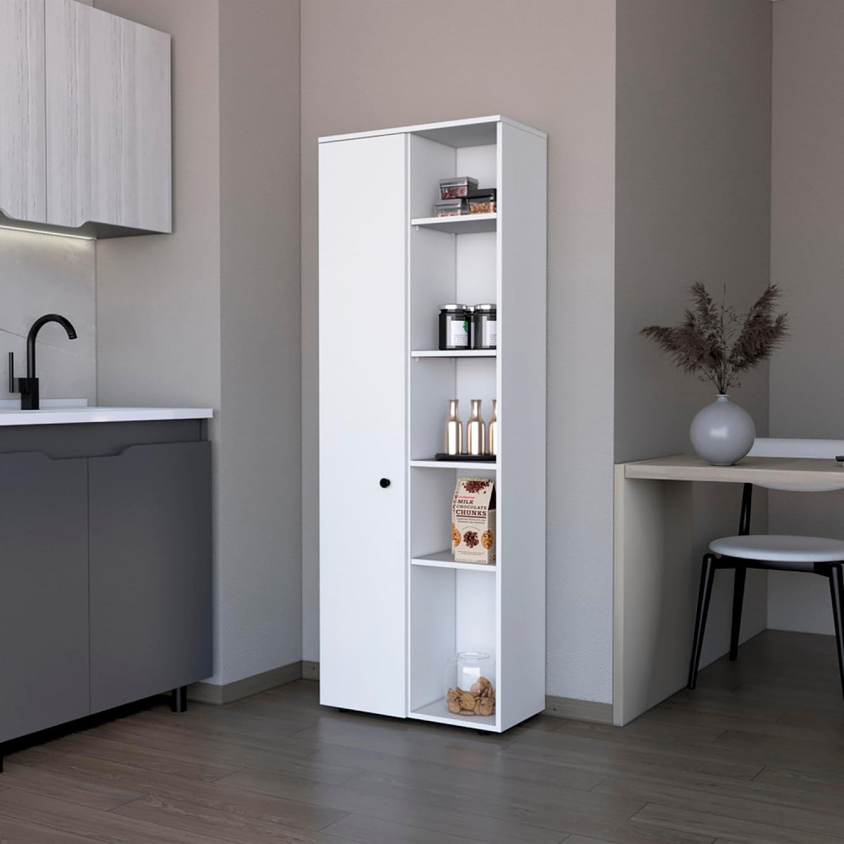 Multistorage Kitchen Pantry Lane: Modern White Kitchen Storage, Adjustable Shelves