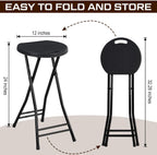 Suzile 2 Pcs Tall Folding Chair Portable Plastic Stool Chair Heavy Duty Foldable Bar Stools with Handle for Adults Kitchen Counter Room Home Camping Indoor Outdoor, 300lbs Capacity (24 Inches)