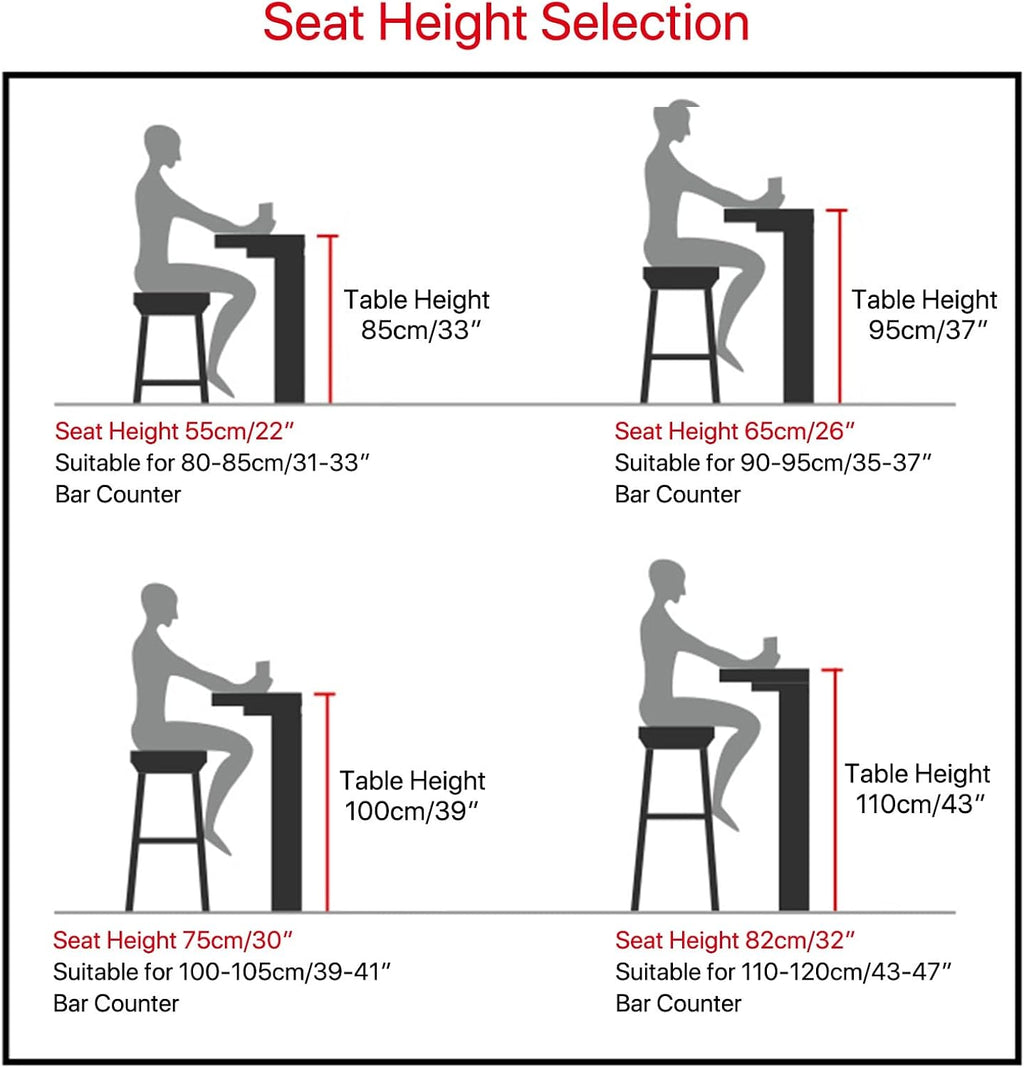 Modern Breakfast Bar Stools Foldable Stool Wooden Round Seat Folding Stool with Back Footrest Folding Bar Stool Seat Height 26in/28in/30in for Dining Room/Kitchen/Balcony/Living Room