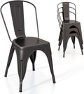 Giantex Metal Dining Chairs Set of 4, Farmhouse Kitchen Chairs with Removable Backrest, Space-Saving Stackable Bistro Cafe Side Chairs for Dining Room, Living Room, Restaurant (Bronze)