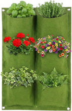 WFIST Vertical Hanging Planter Bag, Breathable Felt Wall Garden Planter with Metal Grommets, Indoor/Outdoor Space-Saving Herb & Flower Growing Pouch (6-Pocket)