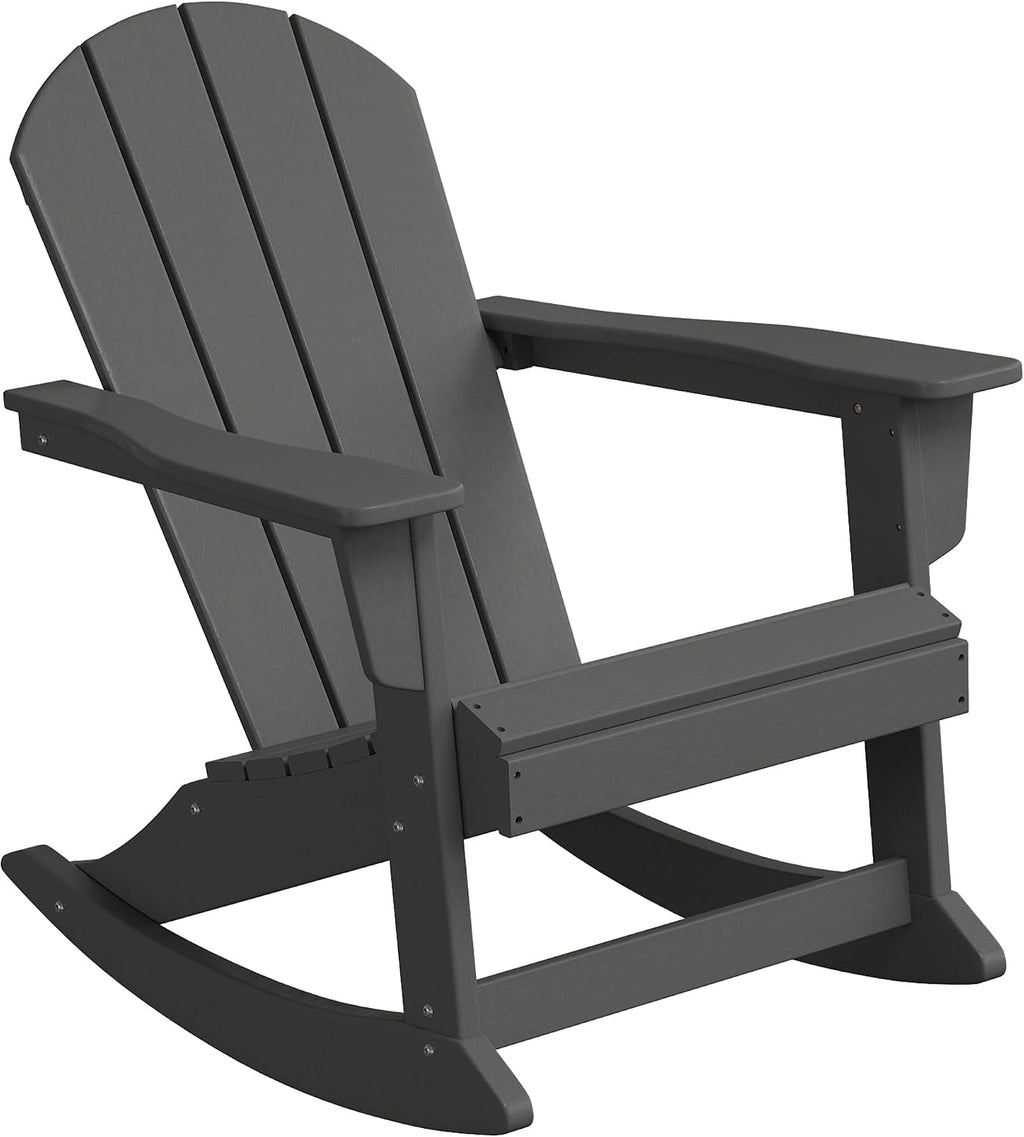 WestinTrends Malibu 2 Piece Set Outdoor/Patio Poly Adirondack Rocking Chairs (2 Seater), Gray