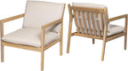 Elountik Acacia Wood Patio Club Chair Set of 2 with Cushions, Outdoor Armchairs for Patio Seating, Light Teak