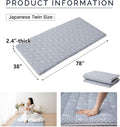 EMOOR Foldable Hybrid Futon Mattress, High-Resilience Urethane Foam 150N with Washable Padded Cover, Twin, Tatami Floor Sleeping Mat Pad Topper, Gray