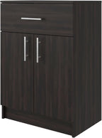 DEPOT E-SHOP 24" Barbados Pantry Cabinet 33" H with Top Drawer, Double Doors and Interior Shelves, Dark Walnut – Tall Kitchen Storage & Pantry Organization