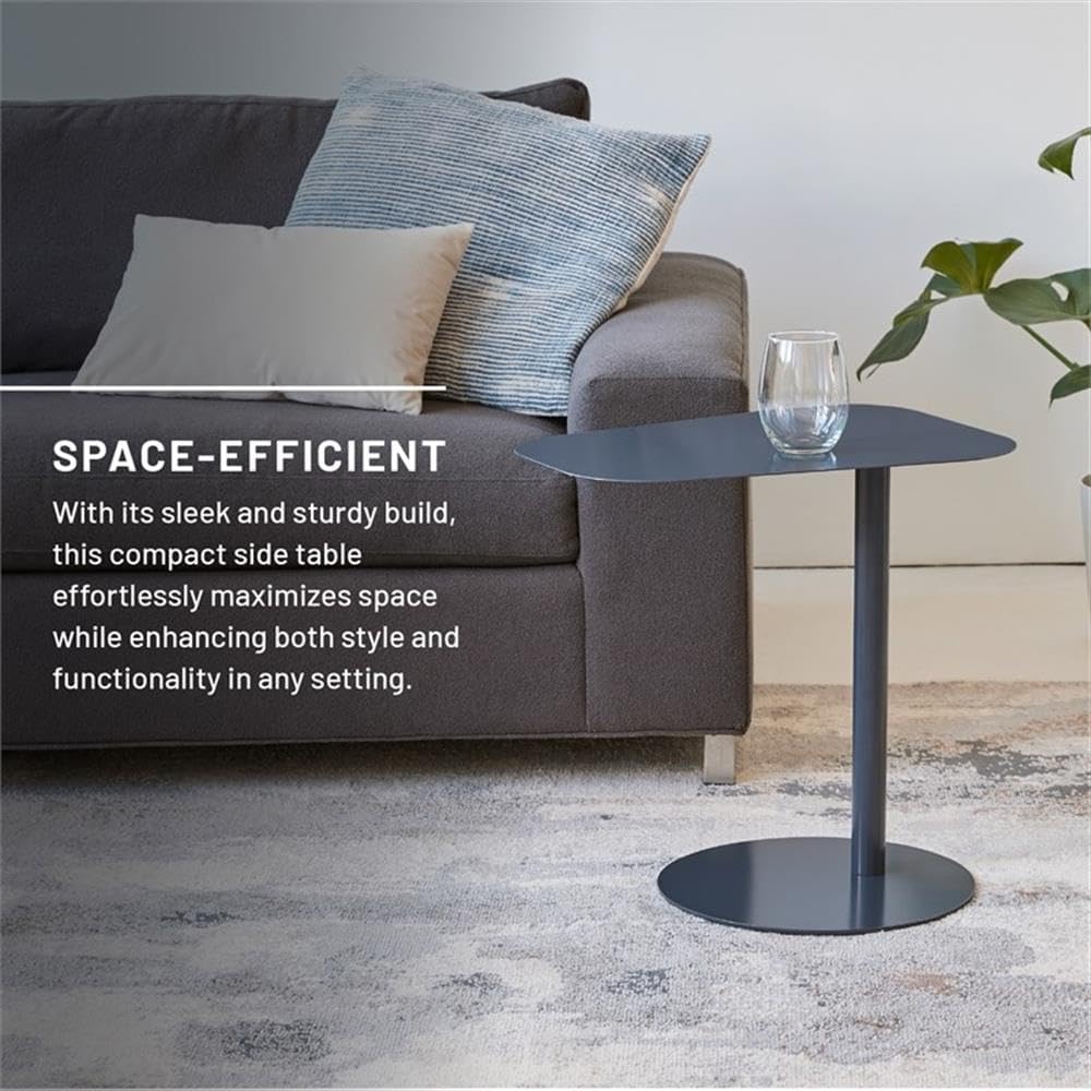 Pemberly Row Modern Metal End Table, 20 in x 19.75 in, C-Shaped Space-Saving Design, Durable Orange Powder Coat Finish, Indoor Accent Table for Living Room or Small Spaces