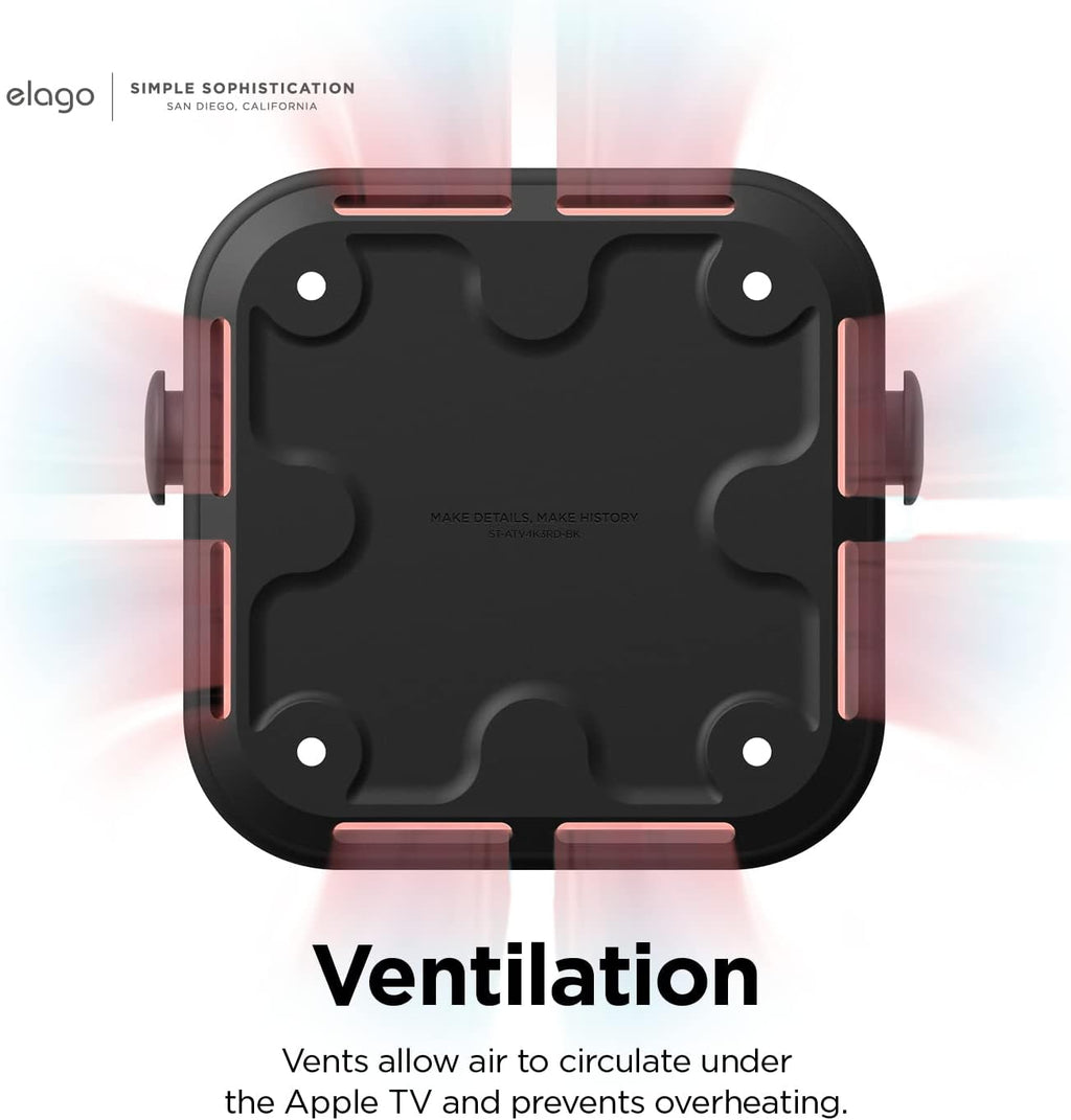 elago Apple TV Mount for Apple TV 4K 3rd Generation | 3 Mount Options (Magnet, Hang, Screw), Fit Size, Prevents overheating