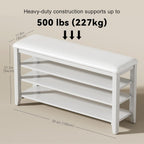 Shoe Rack Bench Entryway Storage with Leather Cushion, Shoe Organizer Bench for Entryway, Ideal for Front Doors Entrances Hallway Mudroom Featuring Rubberwood And 3 Height-Adjustable Removable Shelve