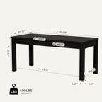Black Dining Table for 6, Farmhouse Rectangular Kitchen Table, Wood | Long Modern Table with Rounded Corners for Dining & Living Room, Easy Assembly