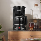 12 Cup Drip Coffee Maker, Coffee Pot Machine Permanent Coffee Filter,1.8L Glass Carafe Electric Coffee Maker,950W Black