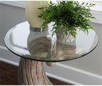 MAKLAINE Whale Sculptured Accent Table, 23 in Tall, Resin Base with Driftwood Finish, 20 in Beveled Glass Top, Rustic Side Table for Living Room or Bedroom Decor