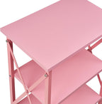 VECELO End Side Table Night Stand Set of 2,X-Design with Storage Shelf for Bedroom,Living Room,Pink