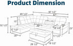 Leather L-Shaped Couch Set, 97.5"L x 69.5"W Sectional Sofas Black | Synthetic PU Leather, Stain-Resistant, 4 Seat Modular Couches with Storage Ottoman& Chaise,Apartment/Office/Living Room