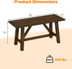 Giantex 38" Wooden Dining Bench, Farmhouse Entryway Bench with Rubber Wood Frame, 400 LBS Capacity, Shoe Rack Benchs, Narrow End of Bed Seat for Kitchen, Living Room, Bedroom, Hallway, Brown (1)