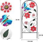YEAHOME 34inch Decorative Garden Stakes, Outdoor Garden Decor Metal Flower Butterflies Spring Gardening Decor Art Yard Signs, Outdoor Decorations for Patio Outside Yard Lawn