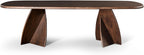 Furniture of America Nazaen XI Mid-Century Modern Solid Wood 82.6-inch Live Edge Oval Dining Table with Sculptural Double Pedestal Base for Home Kitchen, Dinette, Rich Walnut