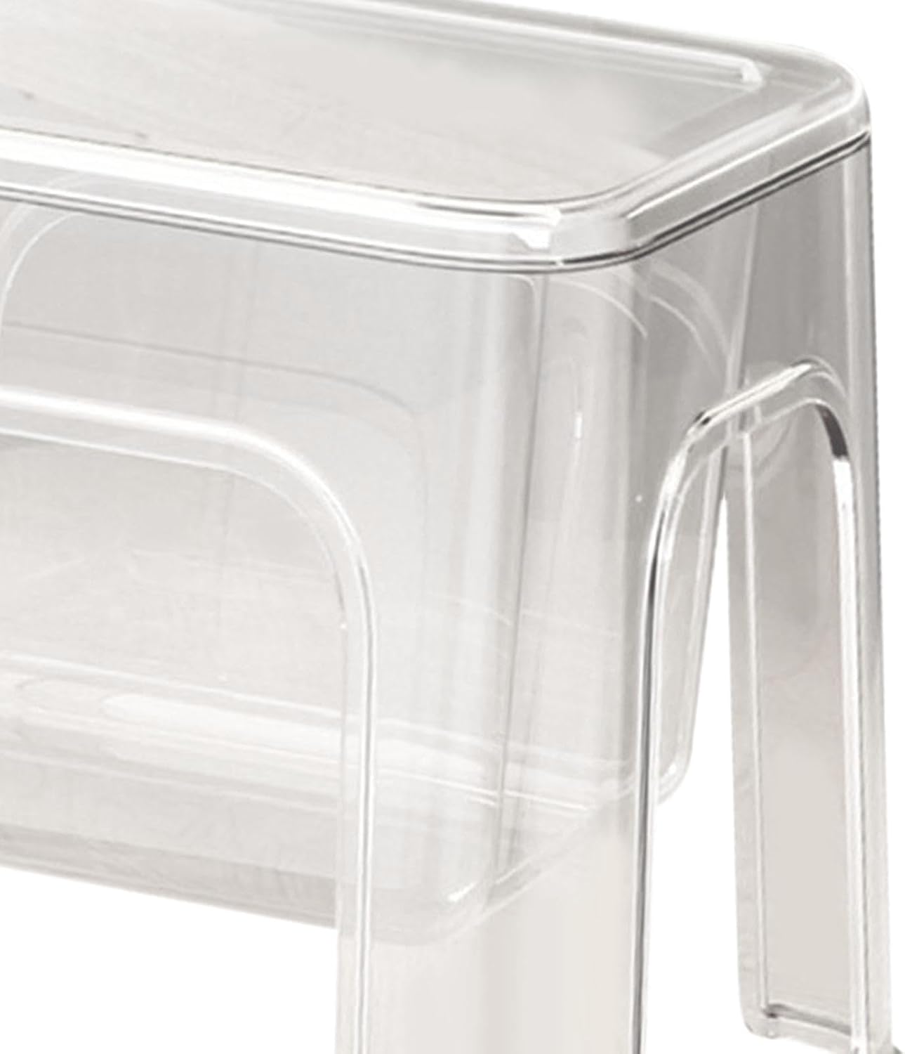 Step Stool Footstool Storage Ottoman Shoe Changing Stool for Laundry Household Bedroom, Clear