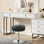 WKWKER Adjustable Vanity Stool for Makeup Room Swivel Makeup Stool Small Round Ottoman for Living Room Makeup Chair for Bedroom SPA Salon Studio (Black)