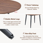 FURNITO Round Dining Table Set for 6, 42"-54" Extendable Dining Room Table with 6 Linen Fabric Chairs, Mid Century Modern Dining Set for Small Space (Walnut Table + 6 Dark Grey Chairs)