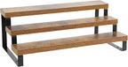 4-Tier Wooden Display Riser Shelf Stand for, Makeup, Cupcake, Condiment & Dolls Collection Home Decor Organizer, Expandable for Pantry/Counter (Brown, 3-Tier)