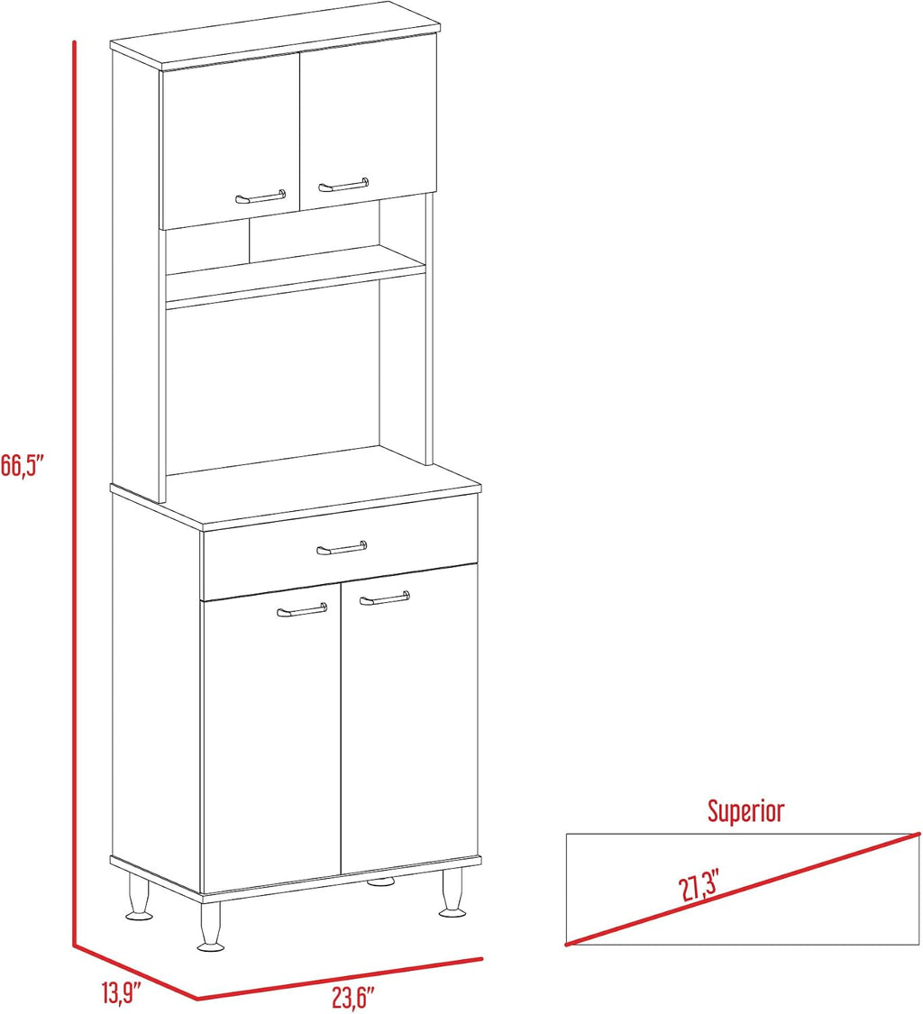 60 Kitchen Pantry with Countertop and Storage - White | Includes bottom cabinet for pots and pans with spacious top surface