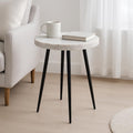 Classy Side Table, End Table, or Small Night Stand - Marble Accent Table with Three Slim Metal Legs Ideal for Small Spaces - Sleek Design for Home, Bedroom, and Living Room Decor - 21" White & Black