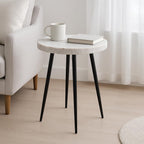Classy Side Table, End Table, or Small Night Stand - Marble Accent Table with Three Slim Metal Legs Ideal for Small Spaces - Sleek Design for Home, Bedroom, and Living Room Decor - 21" White & Black