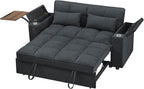 hansones 65'' 3-in-1 Folding Convertible Sofa Bed, Pullout Sofa, Modern Chenille Fabric, 360° Swivel Side Table, Easy Assembly, Perfect for Living Room, Grey