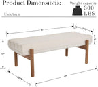 BESTANO Modern Upholstered Bedroom Bench End of Bed, Comfy Modern Entryway Bench Solid Wood Frame, 47" Indoor Bench for Hallway Dining Living Room, Beige Chenille