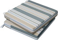 AAAAAcessories Outdoor Seat Cushions for Chairs, Waterproof, Fade-Resistant, 17" x 16" x 2", Patio Furniture Replacement Cushions, Set of 2, Slate Gray Blue Coastal Stripe