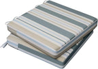 AAAAAcessories Outdoor Seat Cushions for Chairs, Waterproof, Fade-Resistant, 17" x 16" x 2", Patio Furniture Replacement Cushions, Set of 2, Slate Gray Blue Coastal Stripe