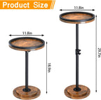 Small Side Table, Drink Table, Height Adjustable Round End Table, Pedestal Side Table for Small Spaces in Living Room, Bedroom, Brown