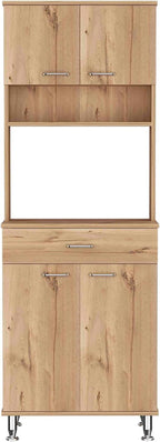 Della 60 Kitchen Pantry with Countertop, Closed & Open Storage -Light Oak