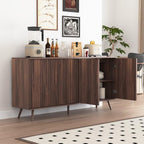 59" Buffet Cabinet with Storage, Modern Kitchen Buffet Sideboard with 4 Doors, Wood Coffee Bar with Adjustable Shelves, Kitchen Storage Cabinet with Adjustable Legs for Living Room (Walnut)