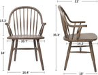 DUHOME Windsor Dining Chairs Set of 2, Solid Wood Spindle Curve Back Chairs with Arms, Farmhouse Mid Century Modern Chairs for Kitchen, Dining Room, Restaurant, Cafe & Hotel